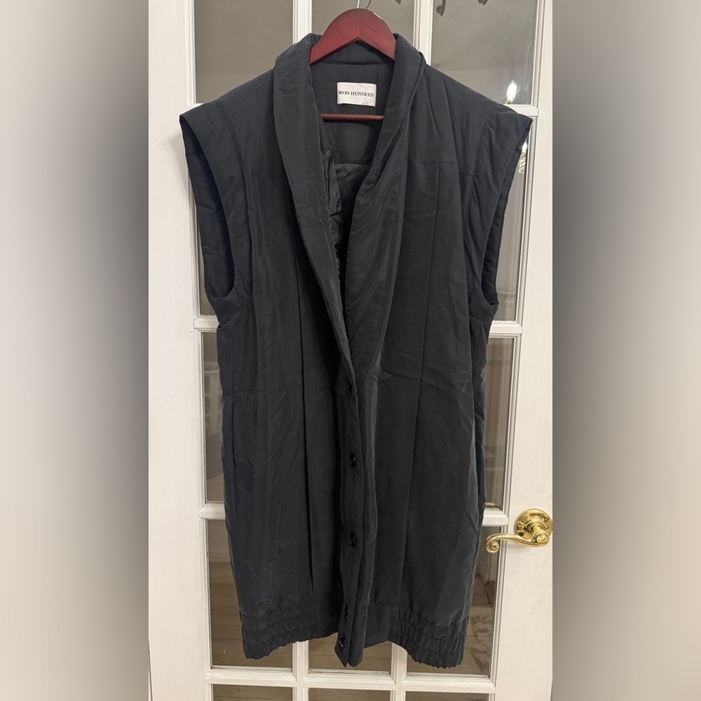 WON HUNDRED Women’s Black Padded Longline Vest Size L